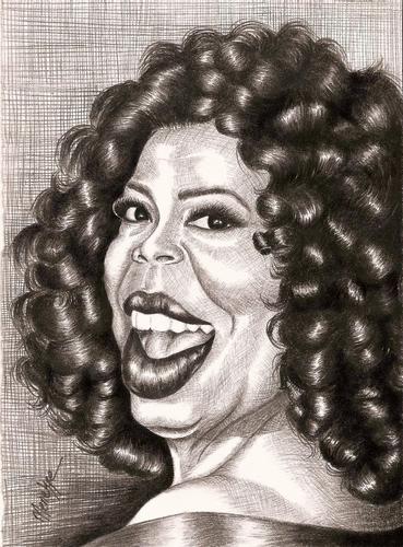 Cartoon: Oprah (medium) by menekse cam tagged oprah,winfrey,american,talk,show,presenter,woman,emmy,prize