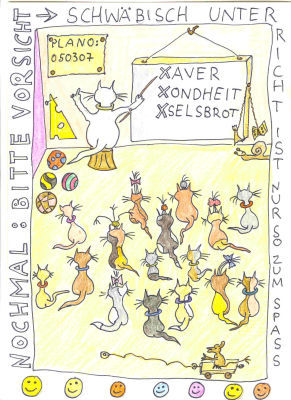 Cartoon: alles außer hochdeutsch (medium) by skätch-up tagged xsellsbrod,xondheit,xaver,lernen,schule,schwäbisch