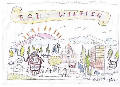 Cartoon: Bad Wimpfen KLENK SRH Klinik (medium) by skätch-up tagged bad,wimpfen,firma,klenk,reha,klinik,ansicht,neckar,jagst,blauer,turm,roter,gasse
