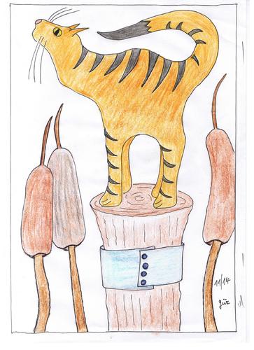 Cartoon: EL GATO  EL TIGRE (medium) by skätch-up tagged el,gato,die,katze,tigre,the,tiger,fresh,air,breeze