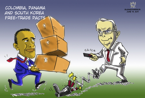 Cartoon: Free Trade (medium) by bennaccartoons tagged barack,obama
