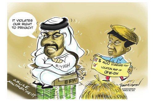 Cartoon: Riyadh employing pinoys (medium) by bennaccartoons tagged employment,poverty,domestic,help