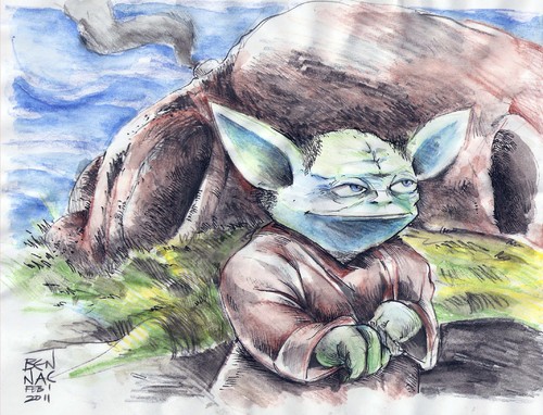 Cartoon: sketch of Yoda in class (medium) by bennaccartoons tagged yoda,sketch