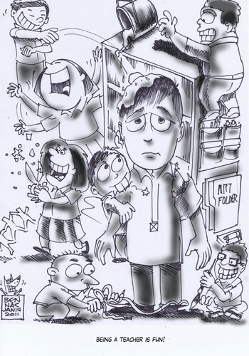 Cartoon: The teacher (medium) by bennaccartoons tagged teacher,school,kids