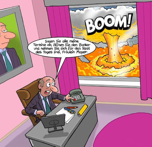 Cartoon: Atompilz (medium) by Chris Berger tagged atomexplosion,krieg,reich,arm,bunker,milliardäre,weltuntergang,krise,ungleichheit,atomexplosion,krieg,reich,arm,bunker,milliardäre,weltuntergang,krise,ungleichheit
