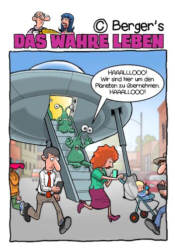 Cartoon: Begegnung der dritten Art (medium) by Chris Berger tagged aliens,ufo,ausserirdische,handy,smartphone,aliens,ufo,ausserirdische,handy,smartphone