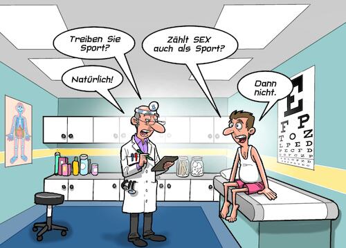 Cartoon: Beim Doktor (medium) by Joshua Aaron tagged doktor,praxis,untersuchung,sport,patient,doktor,praxis,untersuchung,sport,sex,patient