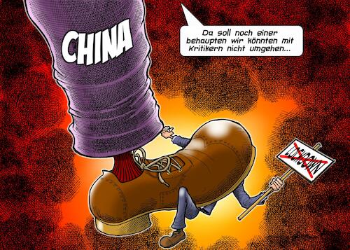 Cartoon: China Kritiker (medium) by Joshua Aaron tagged china,kritiker,covid,pandemie,lockdown,china,kritiker,covid,pandemie,lockdown
