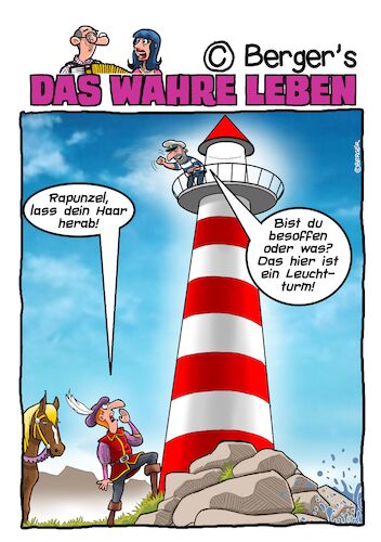 Cartoon: Leuchtturm (medium) by Chris Berger tagged leuchtturm,rapunzel,gebrüder,grimm,märchen,leuchtturm,rapunzel,gebrüder,grimm,märchen