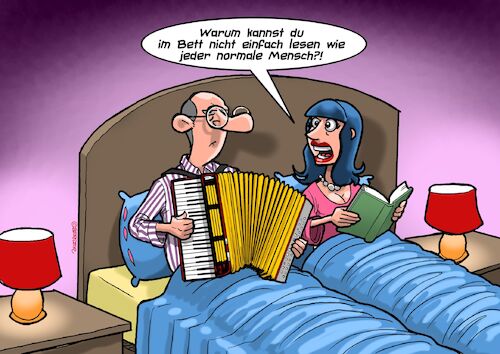 Cartoon: Nachtmusik (medium) by Joshua Aaron tagged akkordeon,ziehharmonika,bett,einschlafen,schlaf,abends,akkordeon,ziehharmonika,bett,einschlafen,schlaf,abends