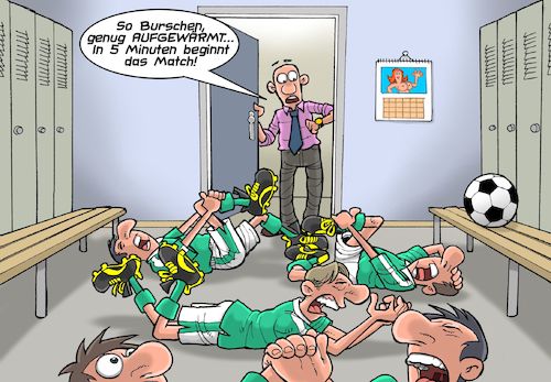 Cartoon: Schwalben (medium) by Chris Berger tagged foul,vorgetäuscht,fussball,spieler,umkleide,training,elfmeter,freistoß,foul,vorgetäuscht,fussball,spieler,umkleide,training,elfmeter,freistoß