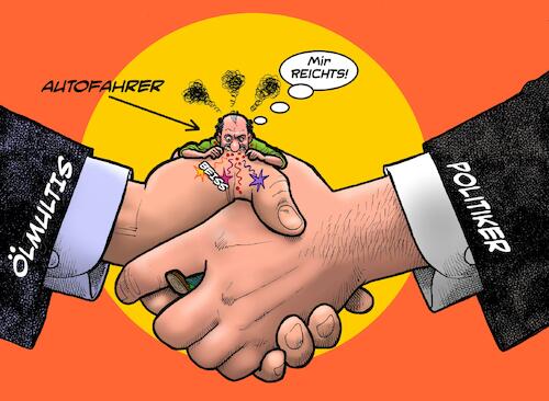 Cartoon: Shake Hands (medium) by Joshua Aaron tagged benzinpreis,erhöhung,politik,krieg,ölmultis,rohstoffe,wucher,benzinpreis,erhöhung,politik,krieg,ölmultis,rohstoffe,wucher