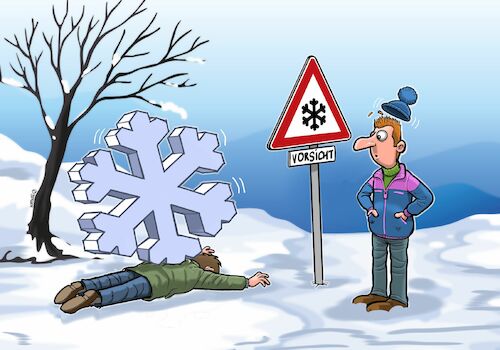 Cartoon: Starker Schneefall (medium) by Joshua Aaron tagged schneefall,winter,chaos,wetterwarnung,schneefall,winter,chaos,wetterwarnung