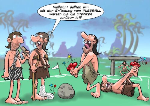 Cartoon: Steinzeit Fussball (medium) by Joshua Aaron tagged steinzeit,fussball,wm,soccer,katar,steinzeit,fussball,wm,soccer,katar
