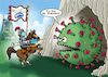 Cartoon: Rettender Ritter (small) by Joshua Aaron tagged covid,corona,impfung,pfizer,biontech,monster,vaccine