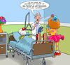 Cartoon: Tortenschlacht (small) by Chris Berger tagged clown,zirkus,bajazzo,pulcinella,krankenhaus,torte,kuchen