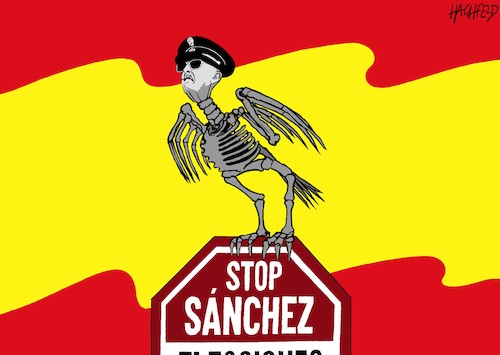 Cartoon: Das rechte Spanien demonstriert (medium) by Hachfeld tagged spanien,demo,partido,popular,franco,spanienflagge
