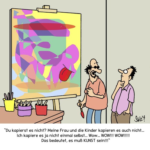 Cartoon: ALTER DAS IST VOLL KUNST!! (medium) by Karsten Schley tagged kunst,künstler,malerei,moderne,familie,intellektuelle,kunst,künstler,malerei,moderne,familie,intellektuelle