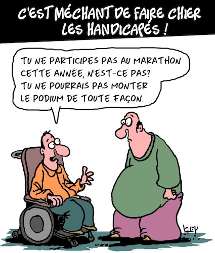 Cartoon: Blagues sur les handicapes (medium) by Karsten Schley tagged handicapes,sport,blague,societe,sante,handicapes,sport,blague,societe,sante