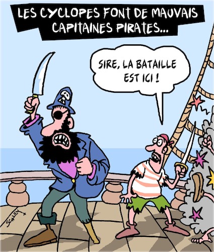 Cartoon: Capitaines Pirates (medium) by Karsten Schley tagged pirates,cyclopes,mythologie,litterature,films,medias,pirates,cyclopes,mythologie,litterature,films,medias