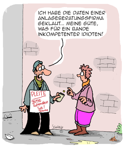 Cartoon: Datendiebstahl (medium) by Karsten Schley tagged daten,datendiebstahl,investments,anlageberatung,finanzen,geld,kompetenz,wirtschaft,business,pleiten,soziales,daten,datendiebstahl,investments,anlageberatung,finanzen,geld,kompetenz,wirtschaft,business,pleiten,soziales