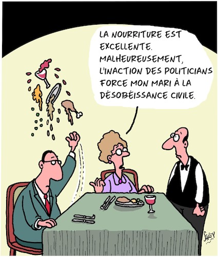 Cartoon: Desobeissance Civile (medium) by Karsten Schley tagged politicians,climat,desobeissance,gastronomie,environnement,politicians,climat,desobeissance,gastronomie,environnement