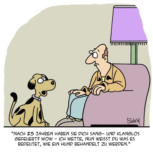 Cartoon: Ein Hundeleben (medium) by Karsten Schley tagged arbeit,arbeitnehmer,arbeitgeber,arbeitslosigkeit,entlassungen,wirtschaft,business,jobs,tiere,hunde,arbeit,arbeitnehmer,arbeitgeber,arbeitslosigkeit,entlassungen,wirtschaft,business,jobs,tiere,hunde
