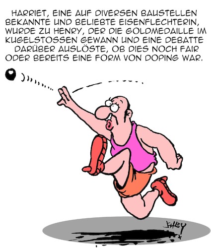 Cartoon: Fair Play oder Doping? (medium) by Karsten Schley tagged männer,frauen,diverse,leistungssport,doping,olympia,medaillen,geschlechter,gesellschaft,medizin,medien,männer,frauen,diverse,leistungssport,doping,olympia,medaillen,geschlechter,gesellschaft,medizin,medien