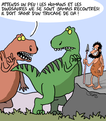 Cartoon: Fraude ! (medium) by Karsten Schley tagged ia,prehistoire,contrefacon,medias,technologie,recherche,societe,ia,prehistoire,contrefacon,medias,technologie,recherche,societe