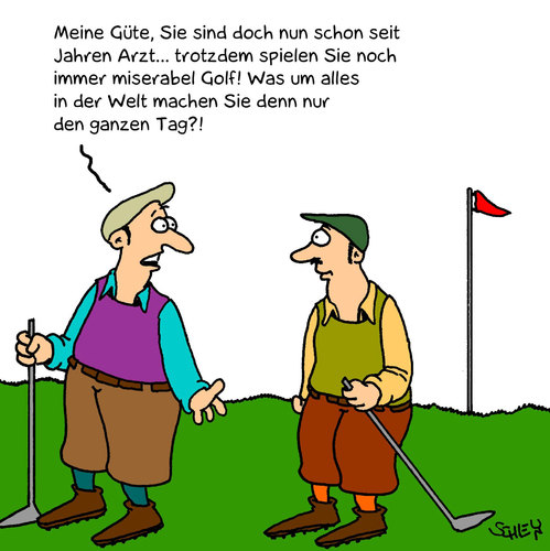Cartoon: Golf (medium) by Karsten Schley tagged gesundheit,gesellschaft,medizin,ärzte,sport,sport,ärzte,medizin,gesellschaft,gesundheit,arzt,patient,golf