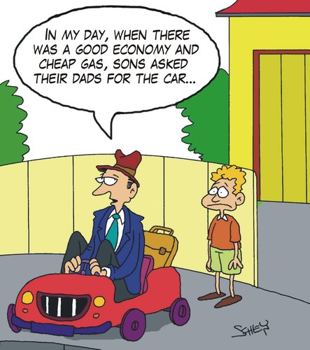 Cartoon: Good old day (medium) by Karsten Schley tagged business,money,gas,prices,economy,jobs