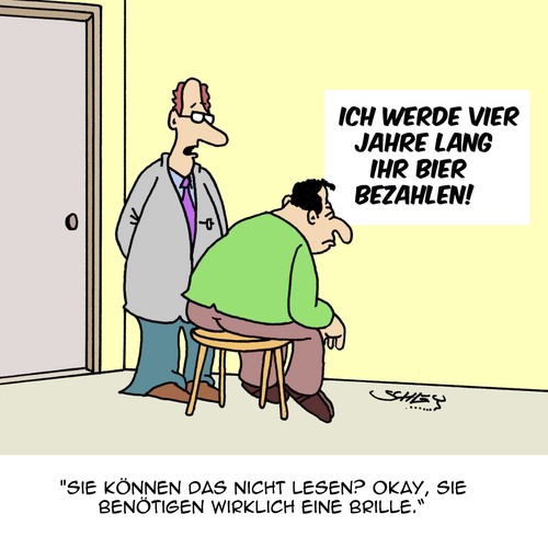 Cartoon: GUTE BESSERUNG!! (medium) by Karsten Schley tagged gesundheit,ärzte,augenärzte,brillen,sehen,lesen,bier,geld,trinken,gesundheit,ärzte,augenärzte,brillen,sehen,lesen,bier,geld,trinken