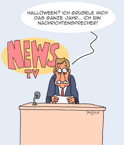 Cartoon: Halloween (medium) by Karsten Schley tagged halloween,feiertage,grusel,horror,medien,nachrichten,nachrichtensprecher,tv,politik,wirtschaft,gesellschaft,halloween,feiertage,grusel,horror,medien,nachrichten,nachrichtensprecher,tv,politik,wirtschaft,gesellschaft