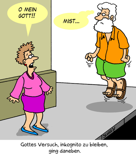 Cartoon: Inkognito (medium) by Karsten Schley tagged gott,religion,kirche,prominente,urlaub,gott,religion,kirche,prominente,urlaub