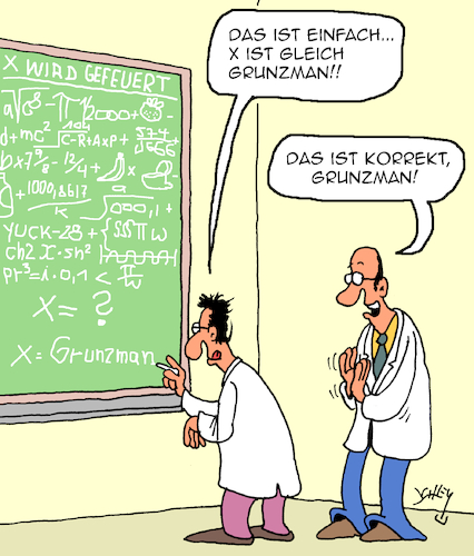 Cartoon: Korrekte Lösung (medium) by Karsten Schley tagged wissenschaft,mathematik,gleichungen,entlassungen,forschung,wissen,bildung,logik,arbeit,arbeitgeber,arbeitnehmer,gesellschaft,wissenschaft,mathematik,gleichungen,entlassungen,forschung,wissen,bildung,logik,arbeit,arbeitgeber,arbeitnehmer,gesellschaft