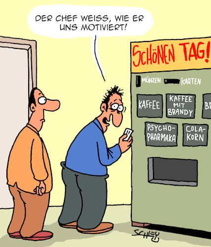 Cartoon: Motivation (medium) by Karsten Schley tagged wirtschaft,arbeit,arbeitgeber,arbeitnehmer,motivation,vorgesetzte,management,drogen,alkohol,zufriedenheit,gesellschaft,wirtschaft,arbeit,arbeitgeber,arbeitnehmer,motivation,vorgesetzte,management,drogen,alkohol,zufriedenheit,gesellschaft