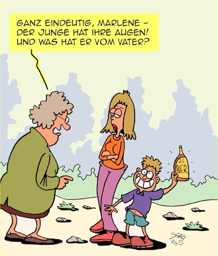 Cartoon: Mütter und Väter (medium) by Karsten Schley tagged eltern,kinder,vererbung,genetik,familien,mütter,väter,medizin,gesellschaft,eltern,kinder,vererbung,genetik,familien,mütter,väter,medizin,gesellschaft