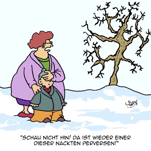 Cartoon: Pervers! (medium) by Karsten Schley tagged winter,jahreszeiten,schnee,bäume,natur,pflanzen,eltern,kinder,perversion,winter,jahreszeiten,schnee,bäume,natur,pflanzen,eltern,kinder,perversion