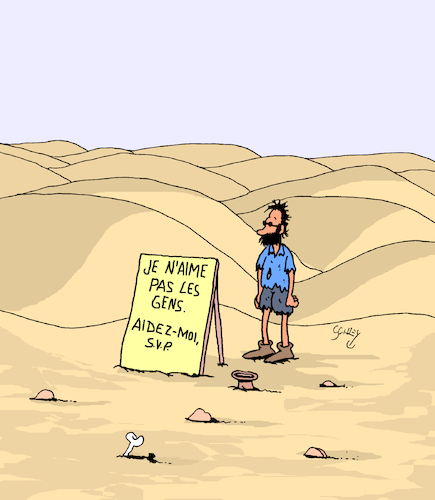 Cartoon: Peur des Gens (medium) by Karsten Schley tagged timidite,solitude,desert,psychologie,timidite,solitude,desert,psychologie