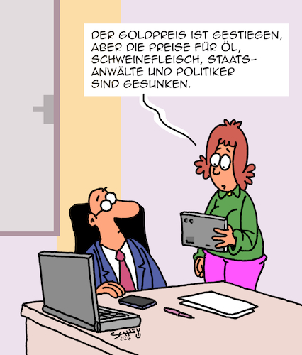 Cartoon: Preise steigen und fallen (medium) by Karsten Schley tagged spekulation,preise,börse,korruption,wirtschaftskriminalität,bestechlichkeit,justiz,gesetze,gesellschaft,spekulation,preise,börse,korruption,wirtschaftskriminalität,bestechlichkeit,justiz,gesetze,gesellschaft