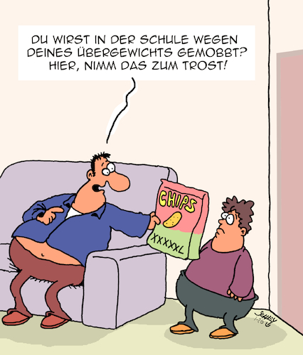 Cartoon: Sehr tröstlich (medium) by Karsten Schley tagged mobbing,gesundheit,psychologie,übergewicht,vererbung,süßigkeiten,ernährung,kinder,schule,jugend,eltern,familie,verantwortung,gesellschaft,mobbing,gesundheit,psychologie,übergewicht,vererbung,süßigkeiten,ernährung,kinder,schule,jugend,eltern,familie,verantwortung,gesellschaft