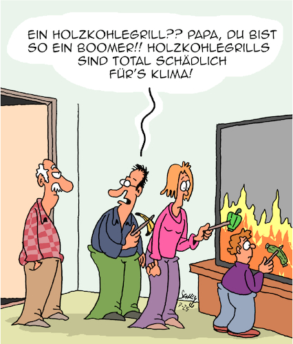 Cartoon: So ein Boomer!! (medium) by Karsten Schley tagged umweltschutz,grillen,holzkohle,boomer,ernährung,klima,politik,medien,gesellschaft,umweltschutz,grillen,holzkohle,boomer,ernährung,klima,politik,medien,gesellschaft