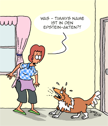 Cartoon: Timmy in Gefahr!! (medium) by Karsten Schley tagged tv,comics,medien,unterhaltung,fernsehen,serien,lassie,hunde,kultur,epstein,kriminalität,politik,männer,frauen,missbrauch,gesellschaft,tv,comics,medien,unterhaltung,fernsehen,serien,lassie,hunde,kultur,epstein,kriminalität,politik,männer,frauen,missbrauch,gesellschaft