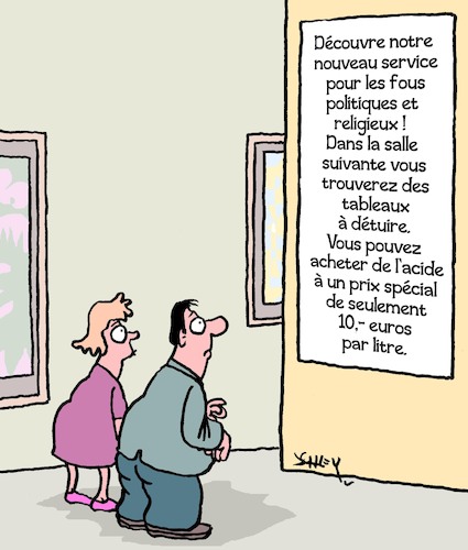Cartoon: Un service genial ! (medium) by Karsten Schley tagged art,musees,service,extremisme,religion,politique,fous,art,musees,service,extremisme,religion,politique,fous