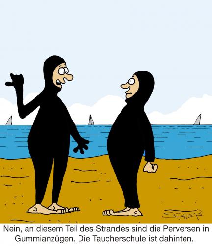 Cartoon: Voll pervers! (medium) by Karsten Schley tagged tauchen,urlaub,strand,perversion