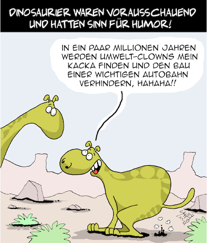 Cartoon: Vorausschauend (medium) by Karsten Schley tagged dinosaurier,politik,wirtschaft,zukunft,umwelt,autobahnen,konjunktur,abschwung,krise,jobs,gesellschaft,medien,dinosaurier,politik,wirtschaft,zukunft,umwelt,autobahnen,konjunktur,abschwung,krise,jobs,gesellschaft,medien
