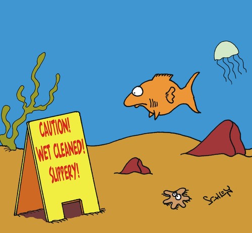 Cartoon: Wet cleaned (medium) by Karsten Schley tagged oceans,fish,nature,environment
