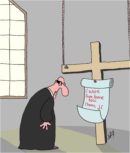Cartoon: Where is Jesus?? (medium) by Karsten Schley tagged work,jesus,church,religion,christianity,jobs,work,jesus,church,religion,christianity,jobs