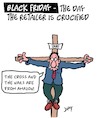 Cartoon: Black Friday (small) by Karsten Schley tagged business,retail,economy,black,friday,online,shopping,profits,competition,capitalism,jobs,politics,amazon,social,issues