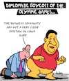 Cartoon: Diplomatic Boycott (small) by Karsten Schley tagged china,olympic,games,politics,sport,diplomacy,boycott,business,profits,economy,xi,credibility,society,usa,europe